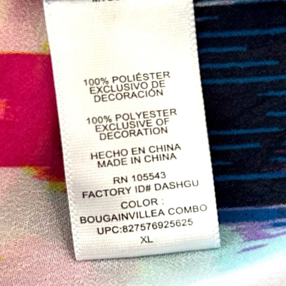 Milly Sheer Colorful Tie Dye Watercolor Blouse Sz XL Peasant Boho Flounce Ties - Picture 9 of 10